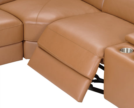 Picasso II Caramel 6-Piece 2 Power Reclining Sectional by New Era Innovations at Eve Furniture