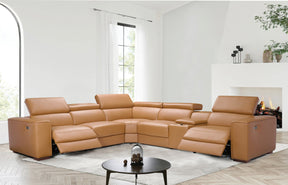 Picasso II Caramel 6-Piece 2 Power Reclining Sectional by New Era Innovations at Eve Furniture