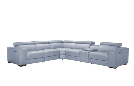 Picasso II Light Blue 6-Piece 2 Power Reclining Sectional by New Era Innovations at Eve Furniture