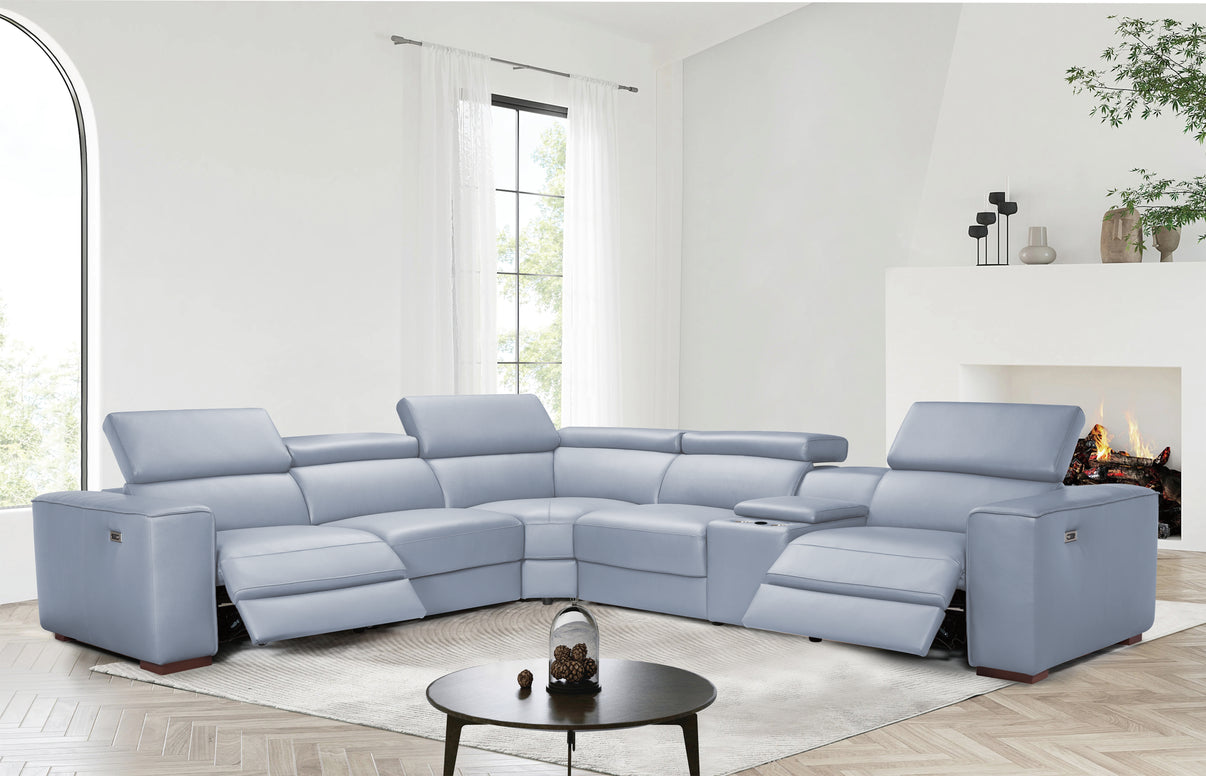 Picasso II Light Blue 7-Piece 3 Power Reclining Sectional by New Era Innovations at Eve Furniture