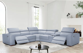 Picasso II Light Blue 7-Piece 3 Power Reclining Sectional by New Era Innovations at Eve Furniture