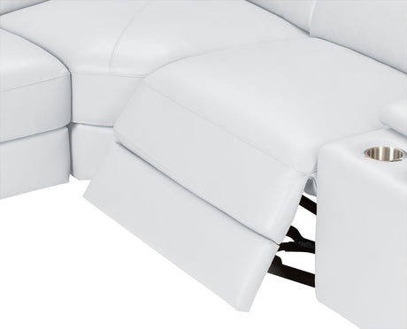 Picasso II White 7-Piece 3 Power Reclining Sectional by New Era Innovations at Eve Furniture