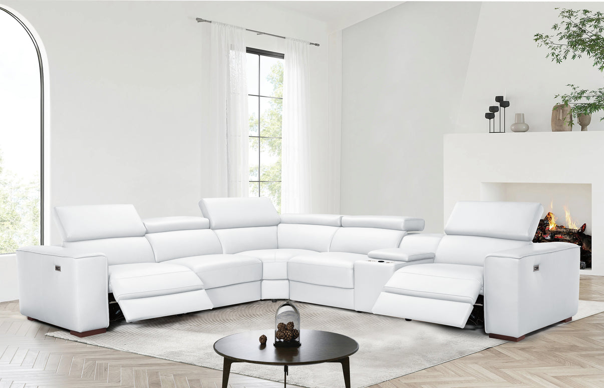 Picasso II White 7-Piece 3 Power Reclining Sectional by New Era Innovations at Eve Furniture