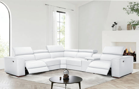 Picasso II White 7-Piece 3 Power Reclining Sectional by New Era Innovations at Eve Furniture