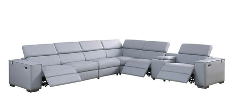 Picasso Light Blue 6-Piece 2-Power Reclining Sectional by New Era Innovations at Eve Furniture