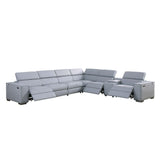 Picasso Light Blue 7-Piece 3-Power Reclining Sectional by New Era Innovations at Eve Furniture