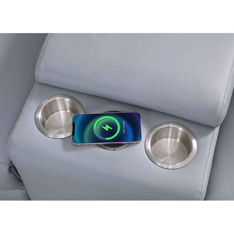 Picasso Light Blue 7-Piece 3-Power Reclining Sectional by New Era Innovations at Eve Furniture