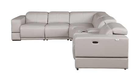 Picasso Light Grey 6-Piece 2 Power Reclining Sectional by New Era Innovations at Eve Furniture