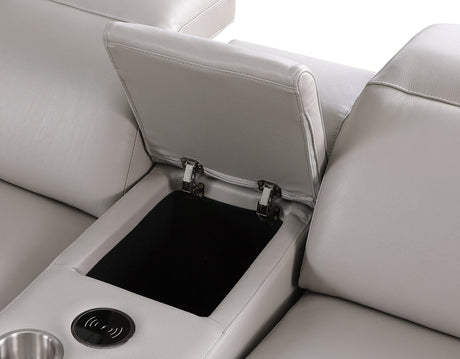 Picasso Light Grey 6-Piece 2 Power Reclining Sectional by New Era Innovations at Eve Furniture