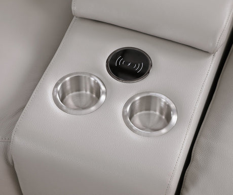 Picasso Light Grey 6-Piece 2 Power Reclining Sectional by New Era Innovations at Eve Furniture