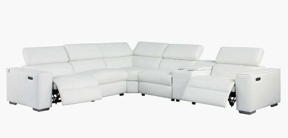 Picasso White 6 Piece 2 Power Sectional Sectional by New Era Innovations at Eve Furniture