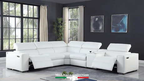 Picasso White 6 Piece 2 Power Sectional Sectional by New Era Innovations at Eve Furniture
