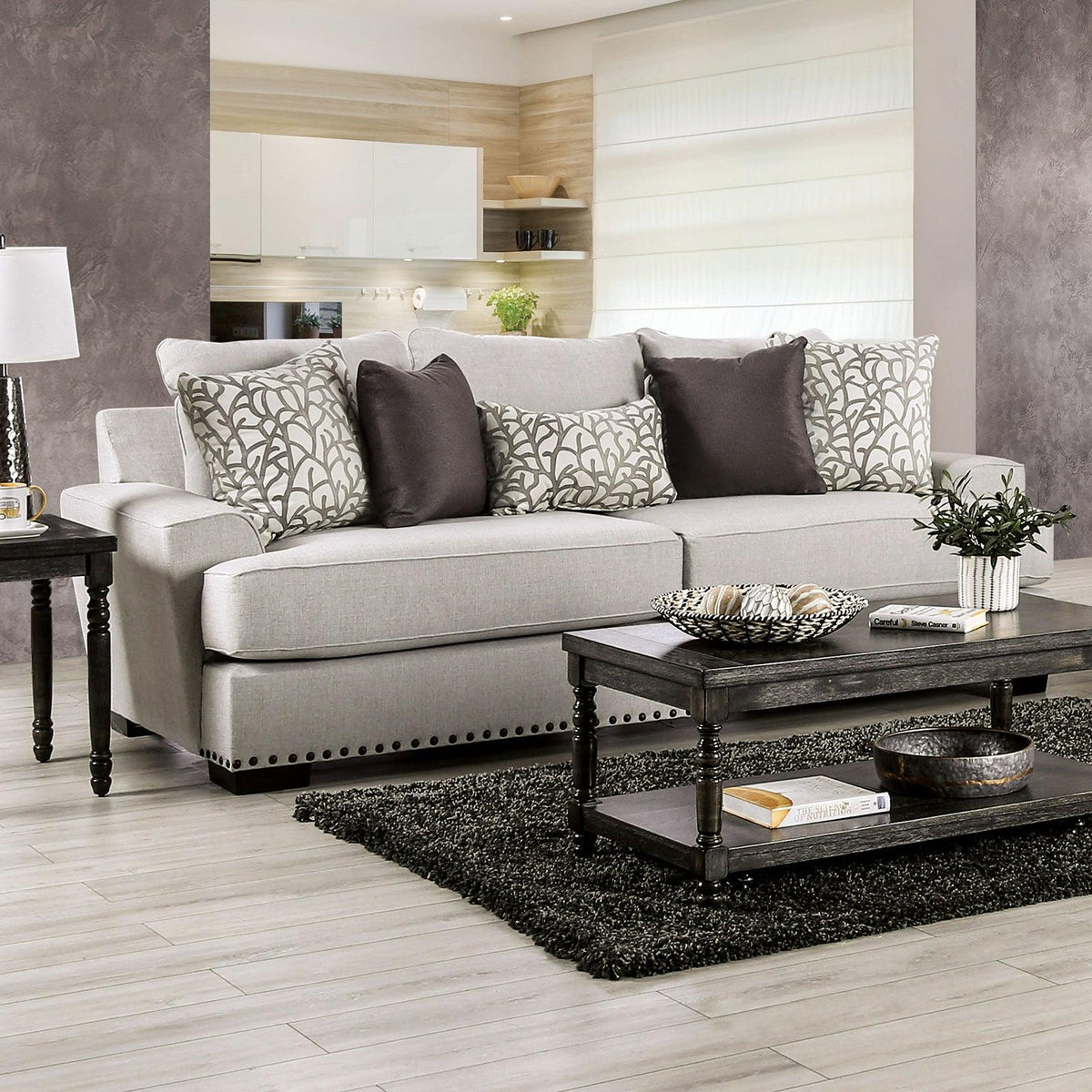 Picotee Light Gray/Charcoal Sofa by Furniture of America at Eve Furniture