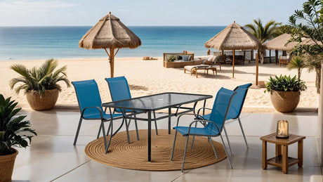 Pierro Blue 5 Pc. Outdoor Dining Set by Furniture of America at Eve Furniture