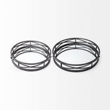 Piers (Set of 2) Black Metal Mirrored Round Trays by Mercana at Eve Furniture