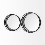 Piers (Set of 2) Black Metal Mirrored Round Trays by Mercana at Eve Furniture
