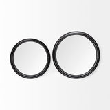 Piers (Set of 2) Black Metal Mirrored Round Trays by Mercana at Eve Furniture