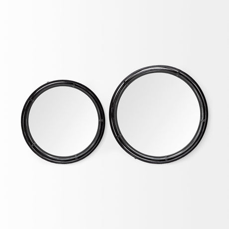 Piers (Set of 2) Black Metal Mirrored Round Trays by Mercana at Eve Furniture