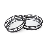 Piers (Set of 2) Black Metal Mirrored Round Trays by Mercana at Eve Furniture