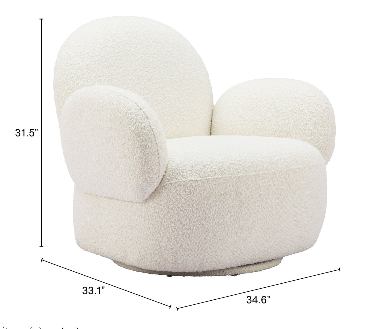 Pilka White Swivel Chair by Zuomod at Eve Furniture