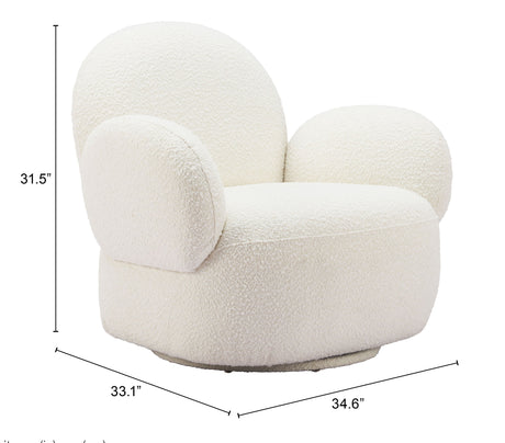 Pilka White Swivel Chair by Zuomod at Eve Furniture