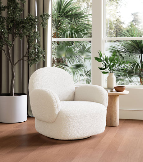 Pilka White Swivel Chair by Zuomod at Eve Furniture