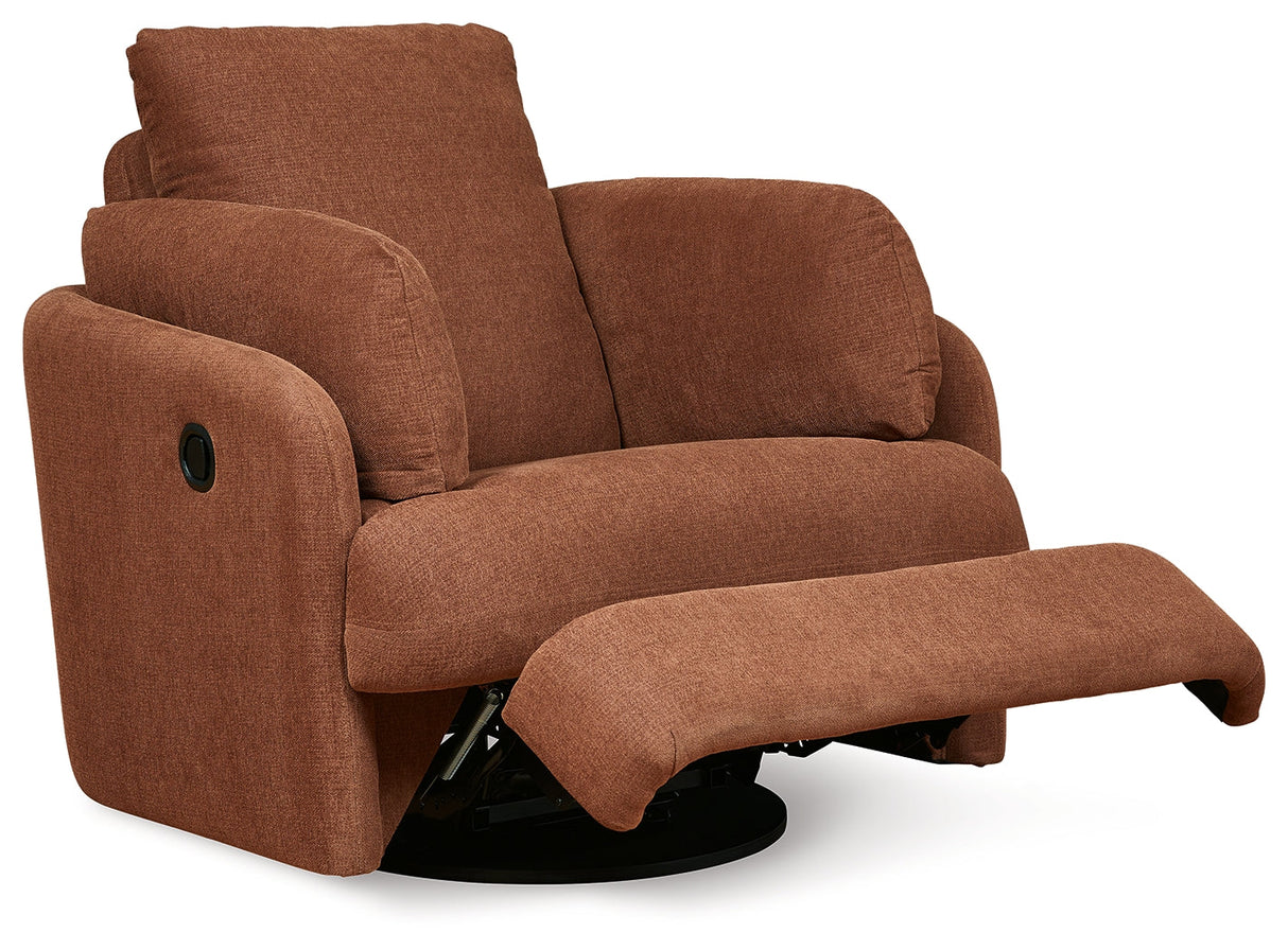 Pillar Peak Spice Swivel Glider Recliner by Ashley at Eve Furniture