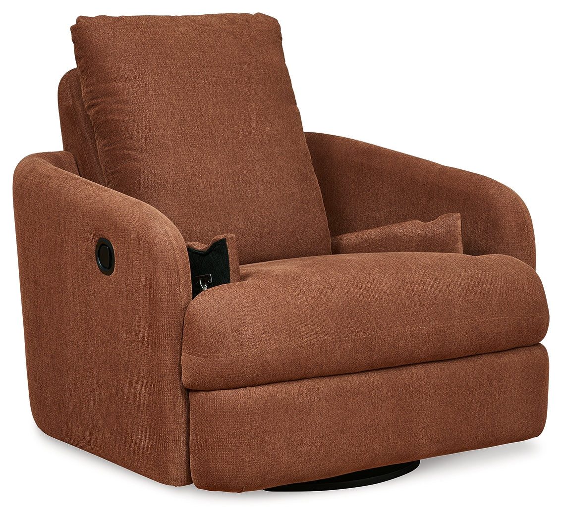 Pillar Peak Spice Swivel Glider Recliner by Ashley at Eve Furniture