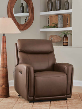 Pincara Umber Power AutoGlide Recliner with Audio System by Ashley at Eve Furniture