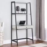 Pinckard Gray Stone Herringbone/Black 1-Drawer Ladder Desk