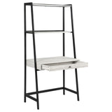 Pinckard Gray Stone Herringbone/Black 1-Drawer Ladder Desk