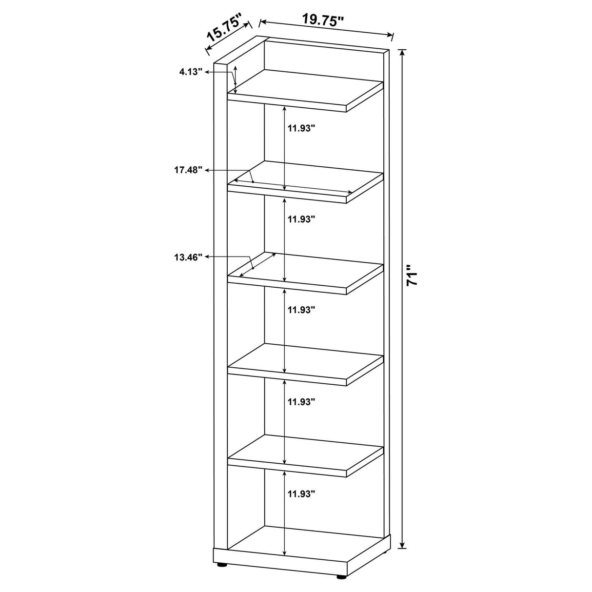 Pinckard Cappuccino 6-Tier Corner Bookcase