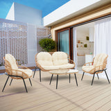 Pine 4-Piece Patio Conversation Set in Cream by Manhattan Comfort at Eve Furniture