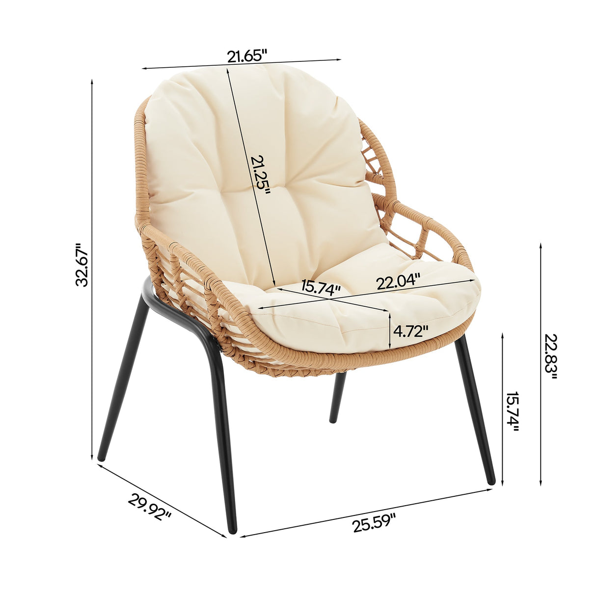 Pine 4-Piece Patio Conversation Set in Cream by Manhattan Comfort at Eve Furniture