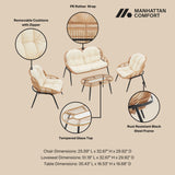 Pine 4-Piece Patio Conversation Set in Cream by Manhattan Comfort at Eve Furniture
