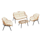 Pine 4-Piece Patio Conversation Set in Cream by Manhattan Comfort at Eve Furniture