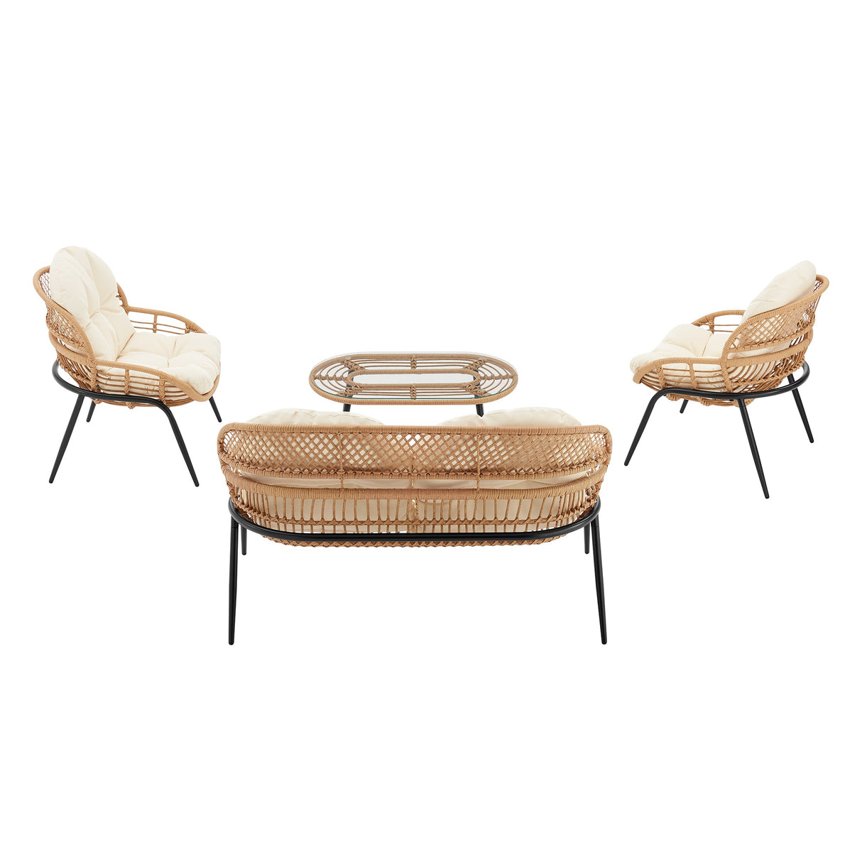Pine 4-Piece Patio Conversation Set in Cream by Manhattan Comfort at Eve Furniture