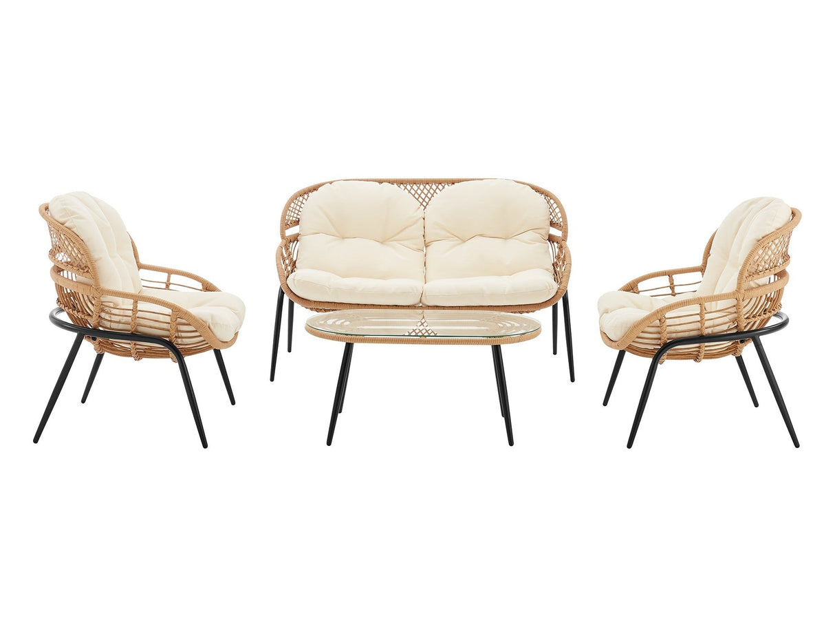 Pine 4-Piece Patio Conversation Set in Cream by Manhattan Comfort at Eve Furniture
