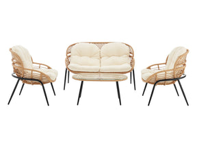 Pine 4-Piece Patio Conversation Set in Cream by Manhattan Comfort at Eve Furniture