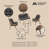 Pine 4-Piece Patio Conversation Set in Grey by Manhattan Comfort at Eve Furniture