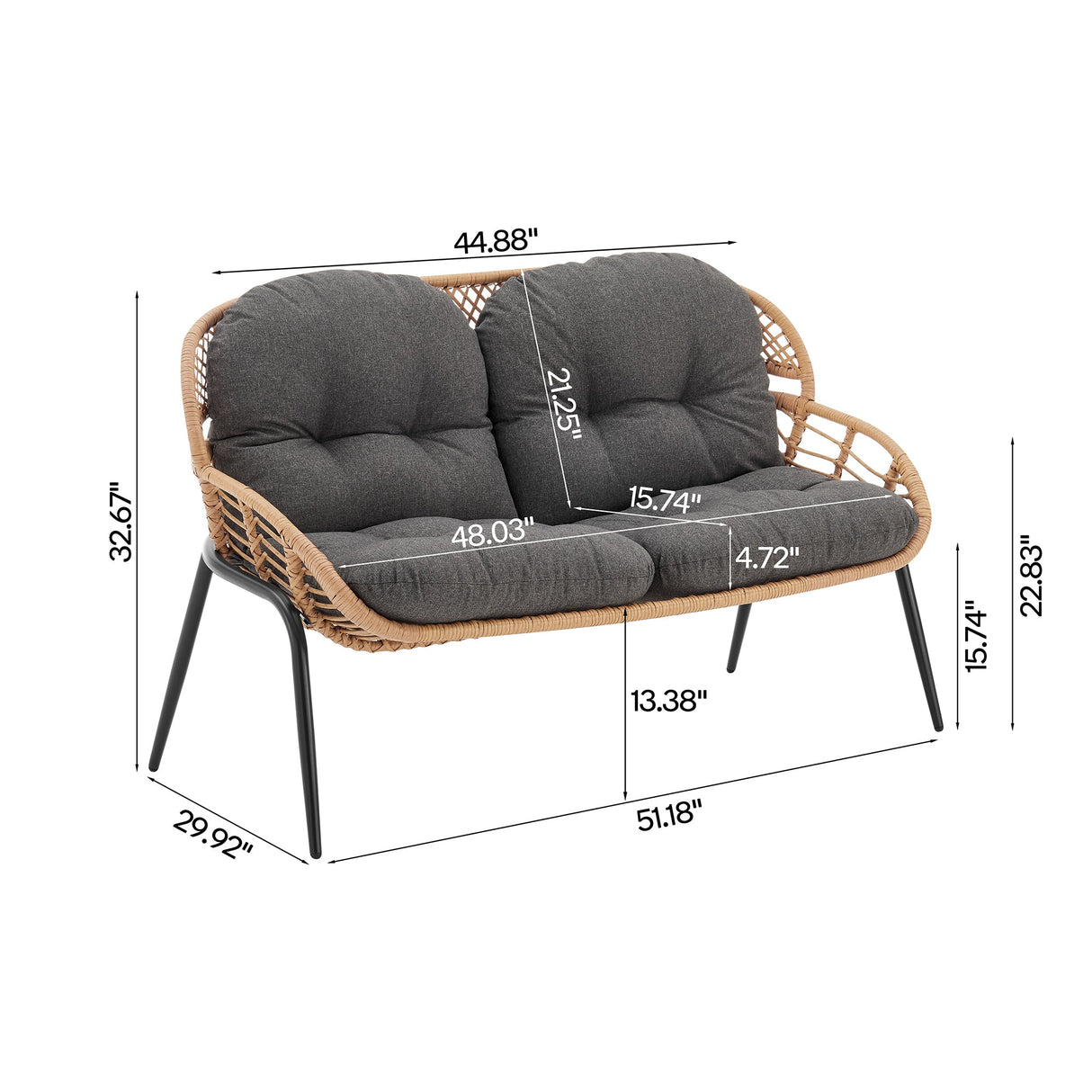 Pine 4-Piece Patio Conversation Set in Grey by Manhattan Comfort at Eve Furniture