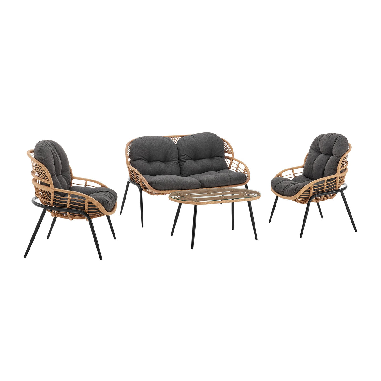 Pine 4-Piece Patio Conversation Set in Grey by Manhattan Comfort at Eve Furniture