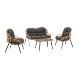 Pine 4-Piece Patio Conversation Set in Grey by Manhattan Comfort at Eve Furniture