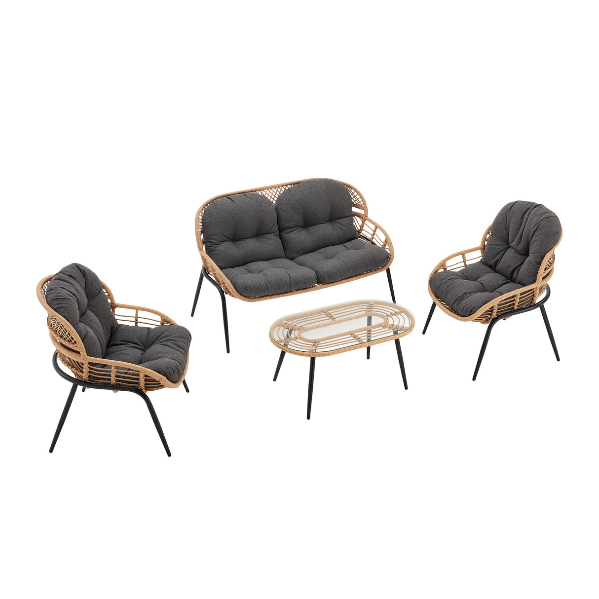 Pine 4-Piece Patio Conversation Set in Grey by Manhattan Comfort at Eve Furniture