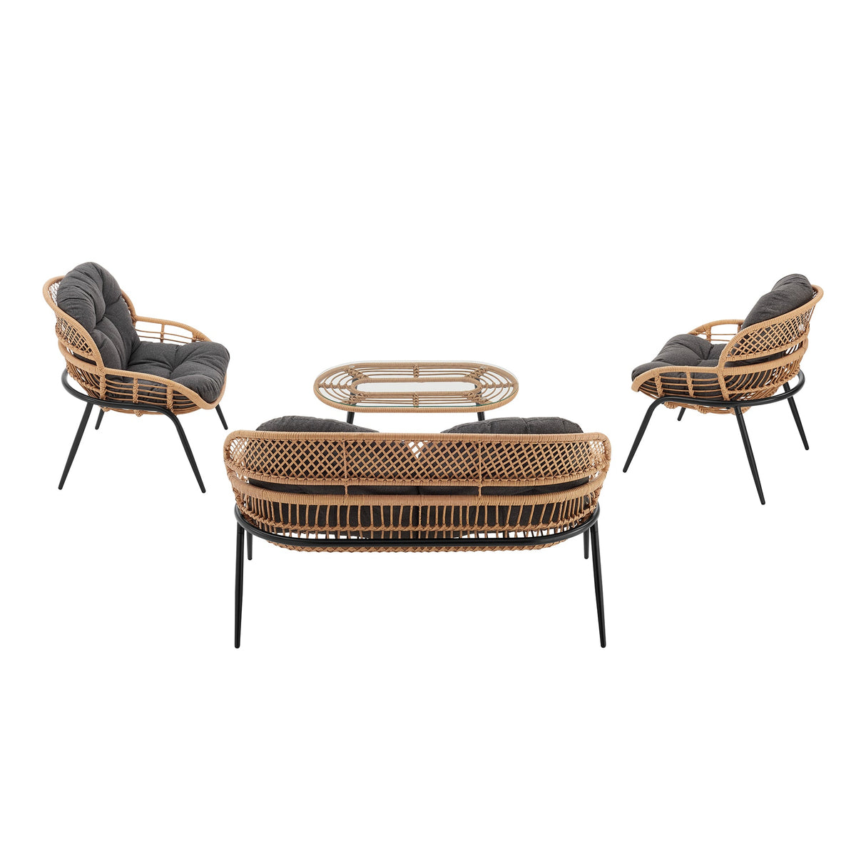 Pine 4-Piece Patio Conversation Set in Grey by Manhattan Comfort at Eve Furniture