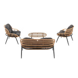 Pine 4-Piece Patio Conversation Set in Grey by Manhattan Comfort at Eve Furniture