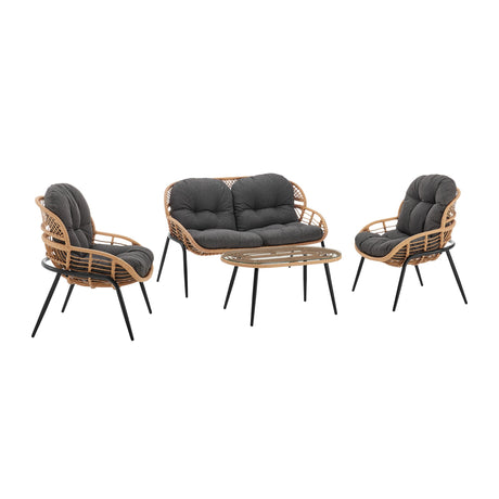 Pine 4-Piece Patio Conversation Set in Grey by Manhattan Comfort at Eve Furniture