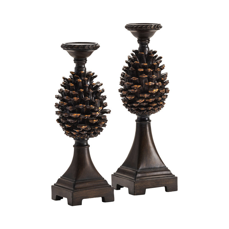 Pine Bluff Brown Candle Holders by Crestview at Eve Furniture
