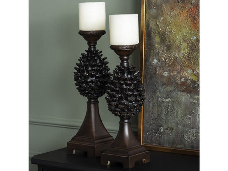 Pine Bluff Brown Candle Holders by Crestview at Eve Furniture