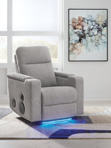 Pineland Pewter Power Glider Recliner with Audio System by Ashley at Eve Furniture